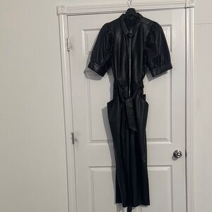 Express Black Faux Leather Jumpsuit